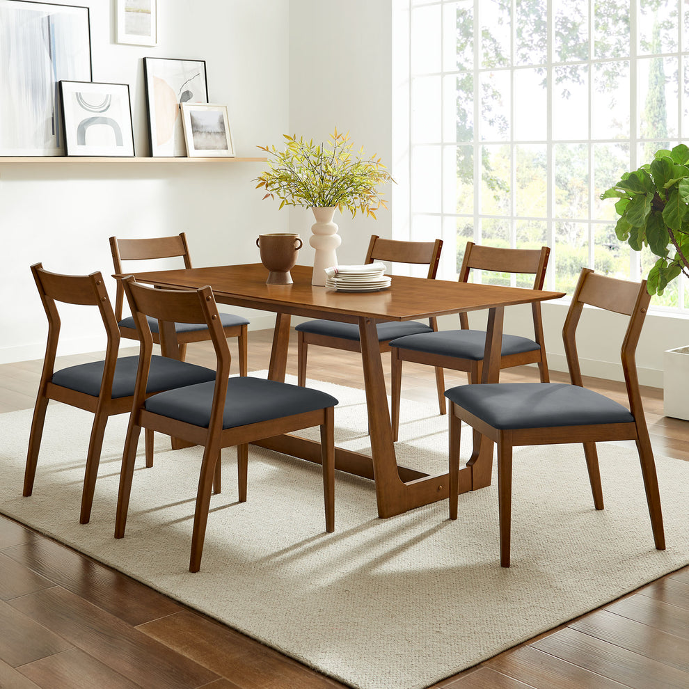 Solara 7-Piece Wood Dining Set with Vegan Leather Side Chairs by Modway | Dining Sets | Modishstore - 3