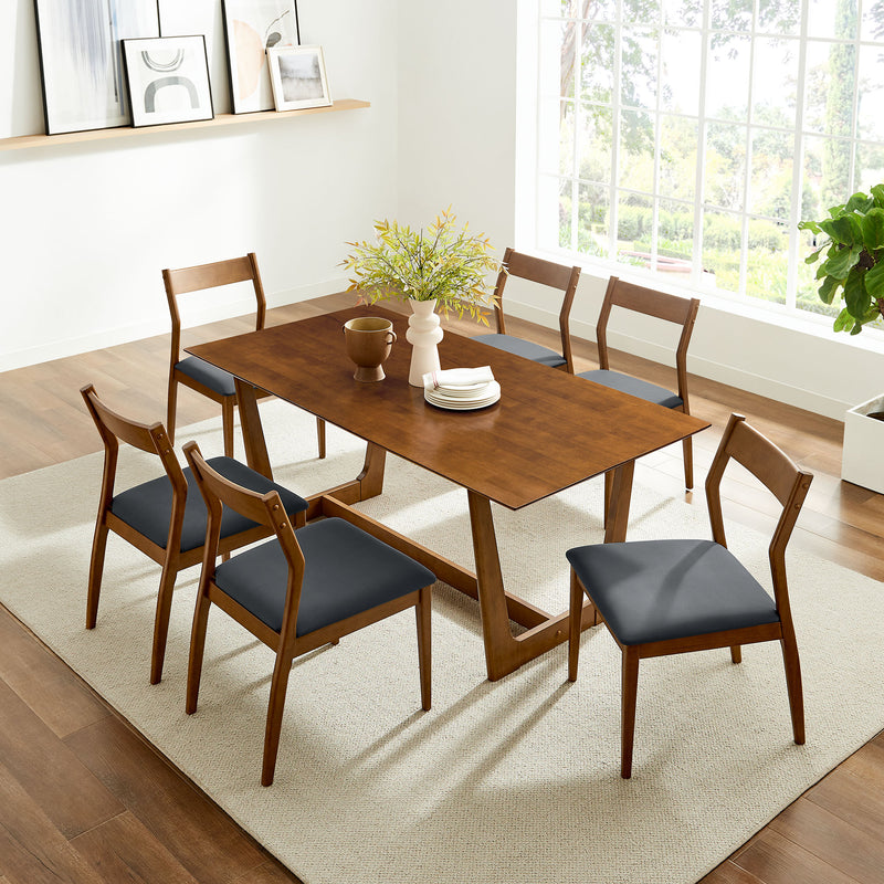 Solara 7-Piece Wood Dining Set with Vegan Leather Side Chairs by Modway | Dining Sets | Modishstore - 1