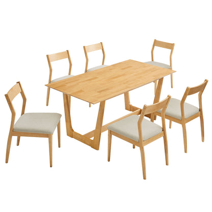 Solara 7-Piece Wood Dining Set with Fabric Upholstered Side Chairs by Modway | Dining Sets | Modishstore - 2