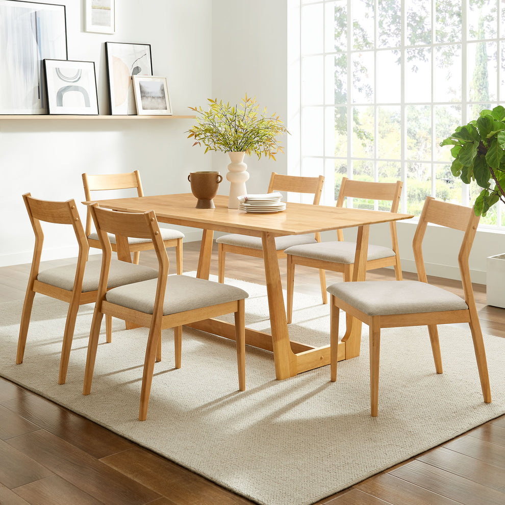 Solara 7-Piece Wood Dining Set with Fabric Upholstered Side Chairs by Modway | Dining Sets | Modishstore - 3