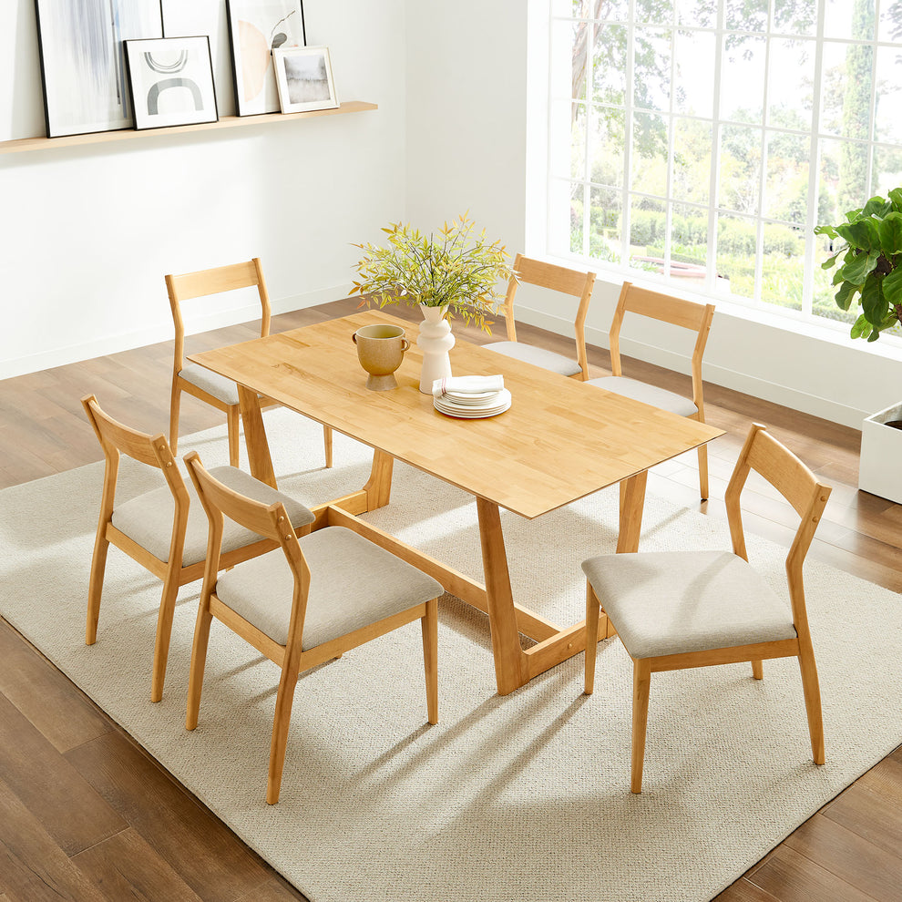 Solara 7-Piece Wood Dining Set with Fabric Upholstered Side Chairs by Modway | Dining Sets | Modishstore - 1