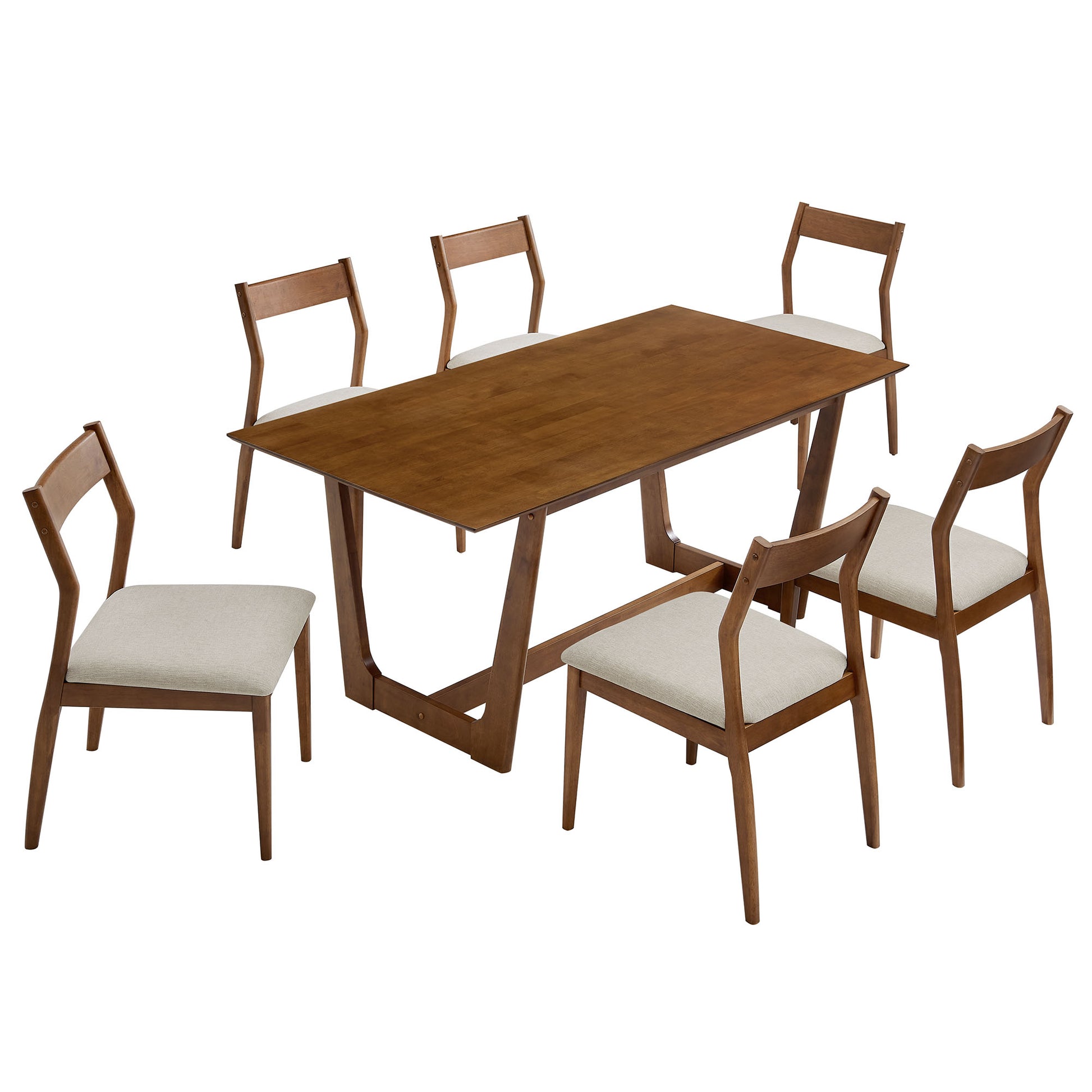 Solara 7-Piece Wood Dining Set with Fabric Upholstered Side Chairs by Modway | Dining Sets | Modishstore - 5