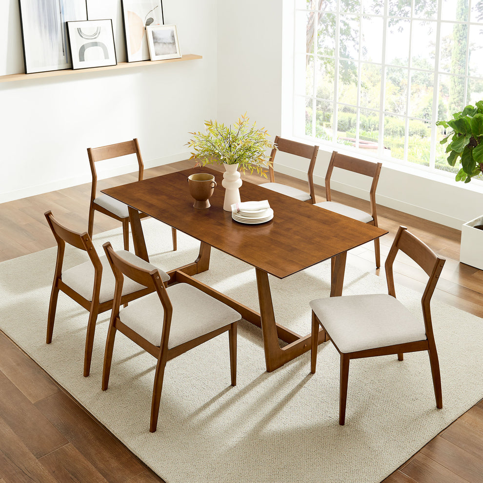 Solara 7-Piece Wood Dining Set with Fabric Upholstered Side Chairs by Modway | Dining Sets | Modishstore - 7