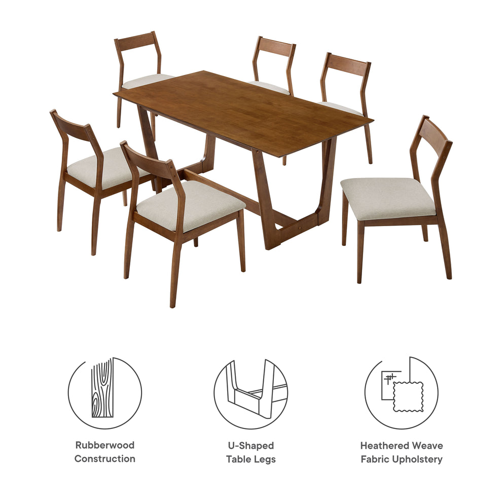 Solara 7-Piece Wood Dining Set with Fabric Upholstered Side Chairs by Modway | Dining Sets | Modishstore - 8