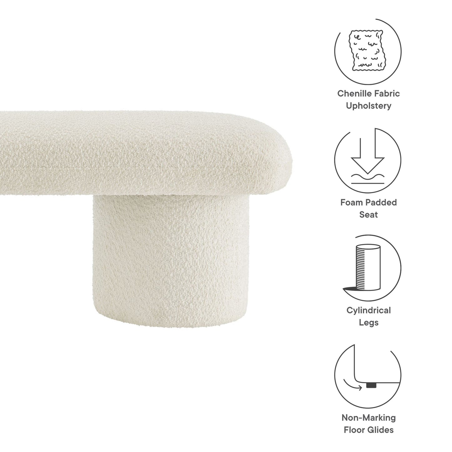 Orla Chenille Upholstered Bench by Modway | Benches | Modishstore - 9