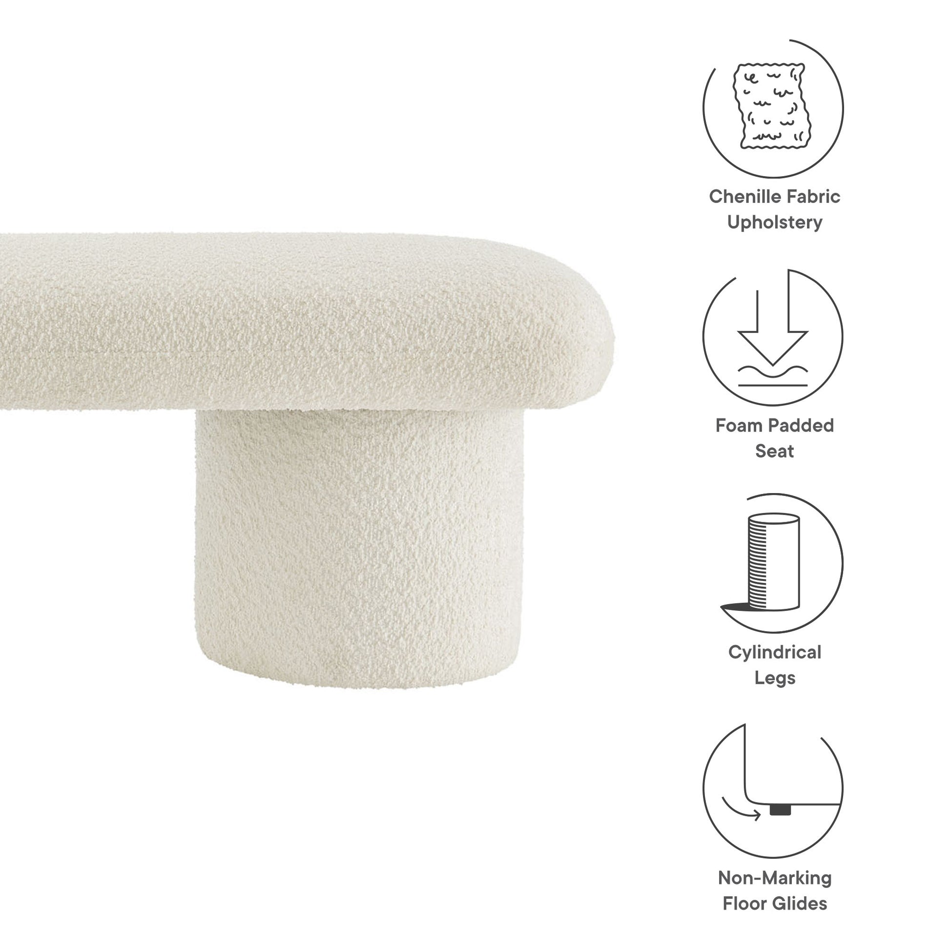 Orla Chenille Upholstered Bench by Modway | Benches | Modishstore - 9