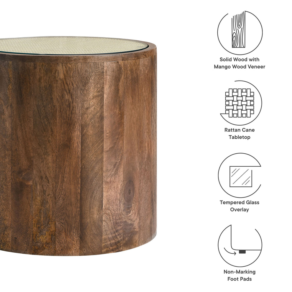 Truett Round Wood Rattan Side Table by Modway | Side Tables | Modishstore - 6