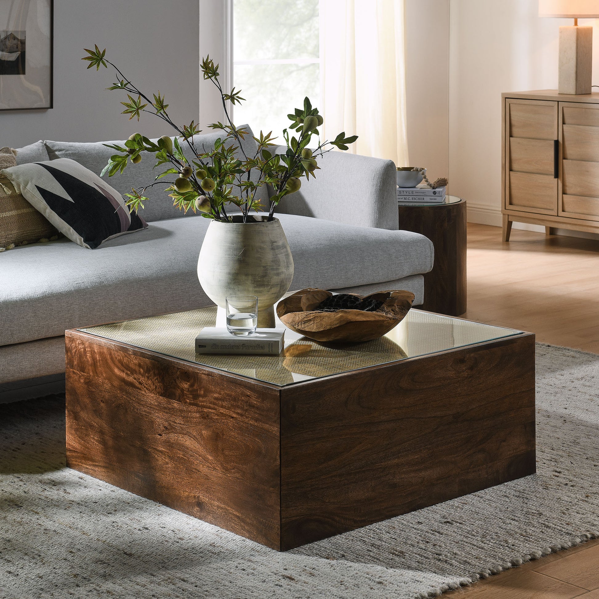 Truett Square Wood Rattan Coffee Table by Modway | Coffee Tables | Modishstore - 1