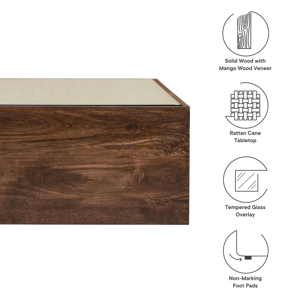 Truett Square Wood Rattan Coffee Table by Modway | Coffee Tables | Modishstore - 7