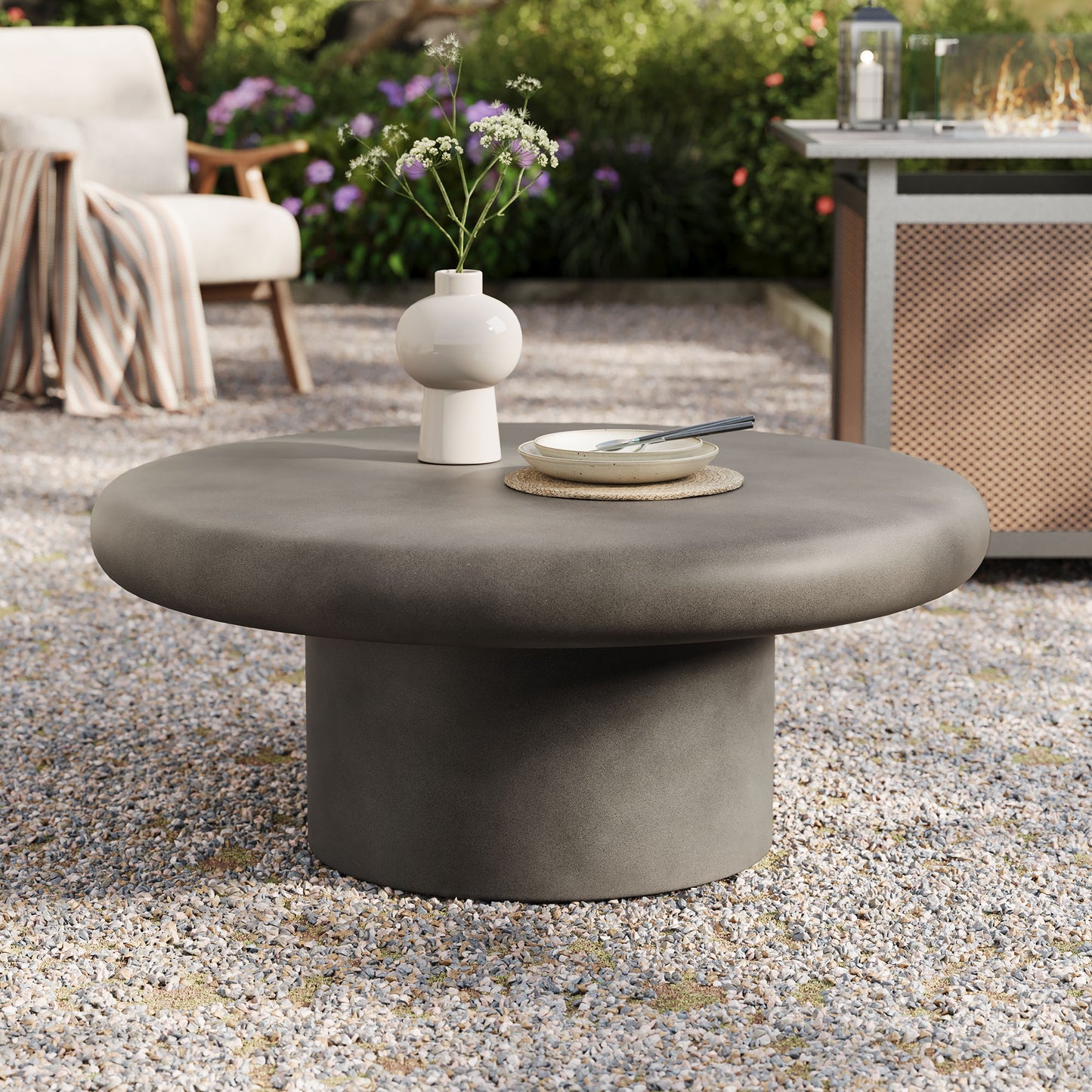 Argos Indoor - Outdoor Patio Concrete Round Coffee Table by Modway | Coffee Tables | Modishstore - 7