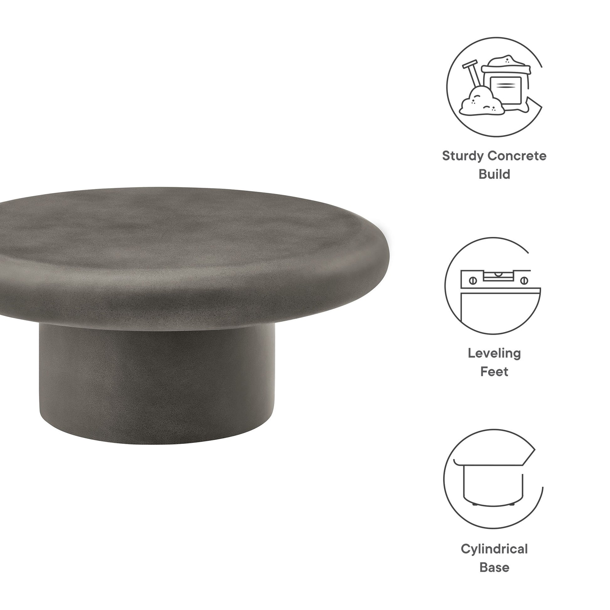 Argos Indoor - Outdoor Patio Concrete Round Coffee Table by Modway | Coffee Tables | Modishstore - 8