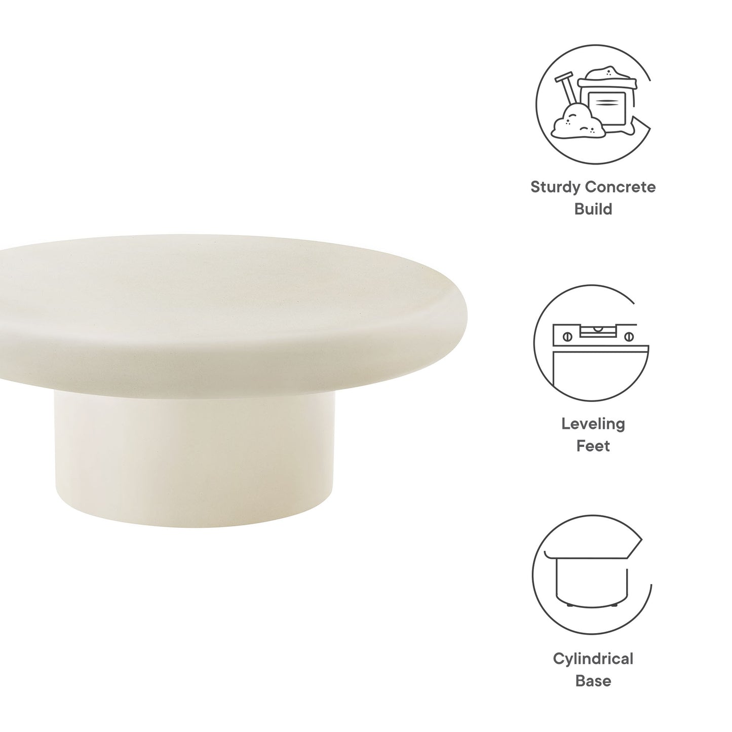 Argos Indoor - Outdoor Patio Concrete Round Coffee Table by Modway | Coffee Tables | Modishstore - 17