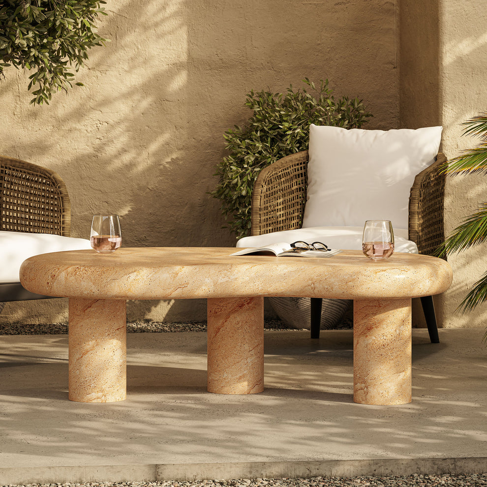 Elowen Indoor - Outdoor Patio Textured Faux Travertine Coffee Table by Modway | Coffee Tables | Modishstore - 12