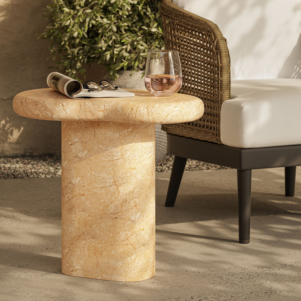 Elowen Indoor - Outdoor Patio Textured Faux Travertine Side Table by Modway | Side Tables | Modishstore - 11