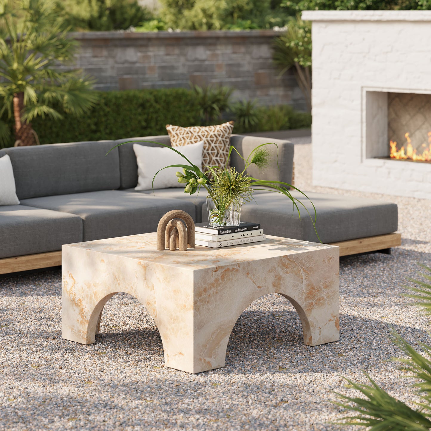 Valen Indoor - Outdoor Patio Arched Concrete Coffee Table by Modway | Coffee Tables | Modishstore - 9