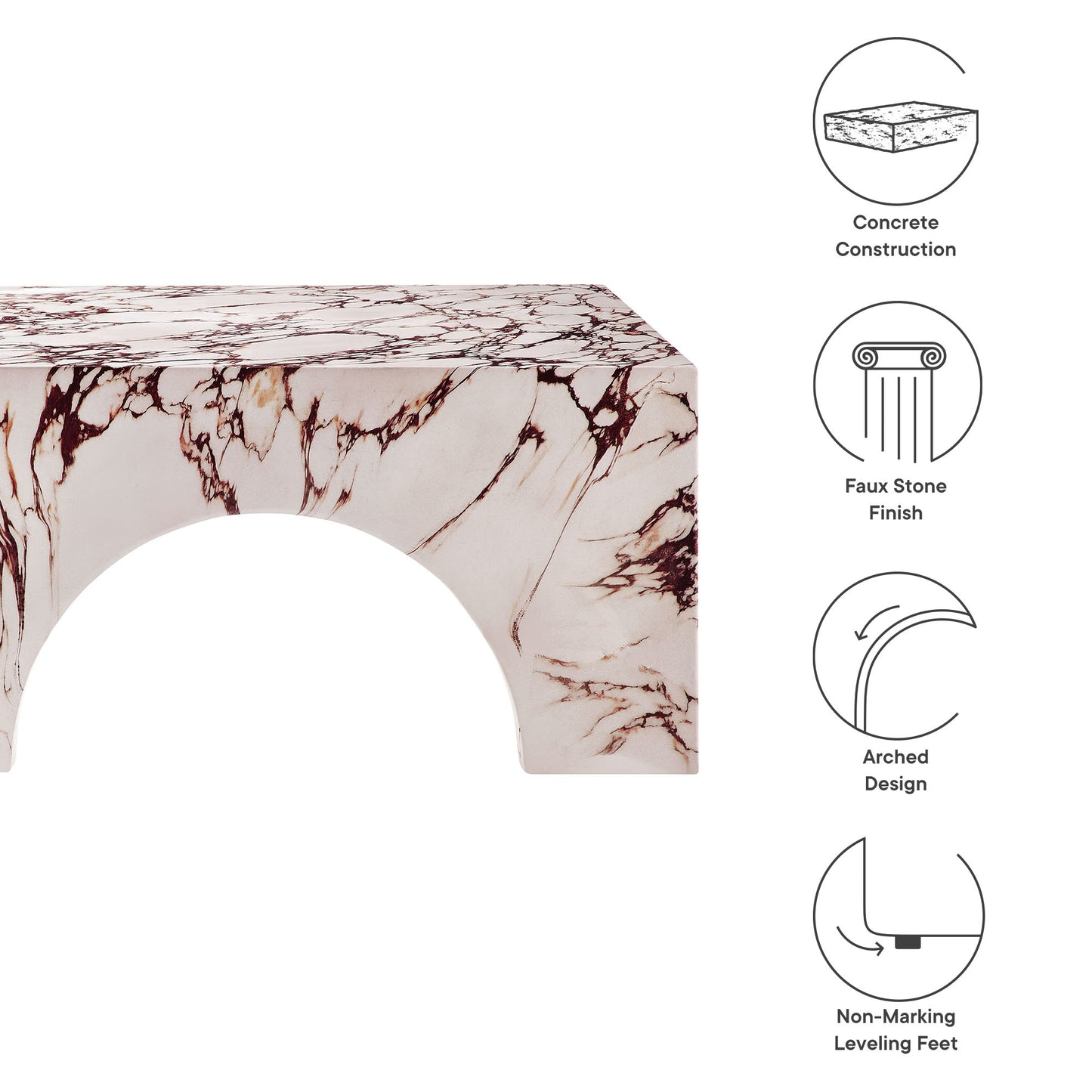 Valen Indoor - Outdoor Patio Arched Concrete Coffee Table by Modway | Coffee Tables | Modishstore - 22