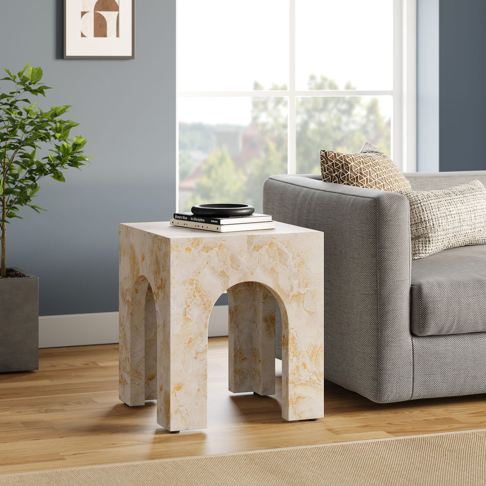 Valen Square Indoor - Outdoor Patio Arched Concrete Side Table by Modway | Side Tables | Modishstore - 1