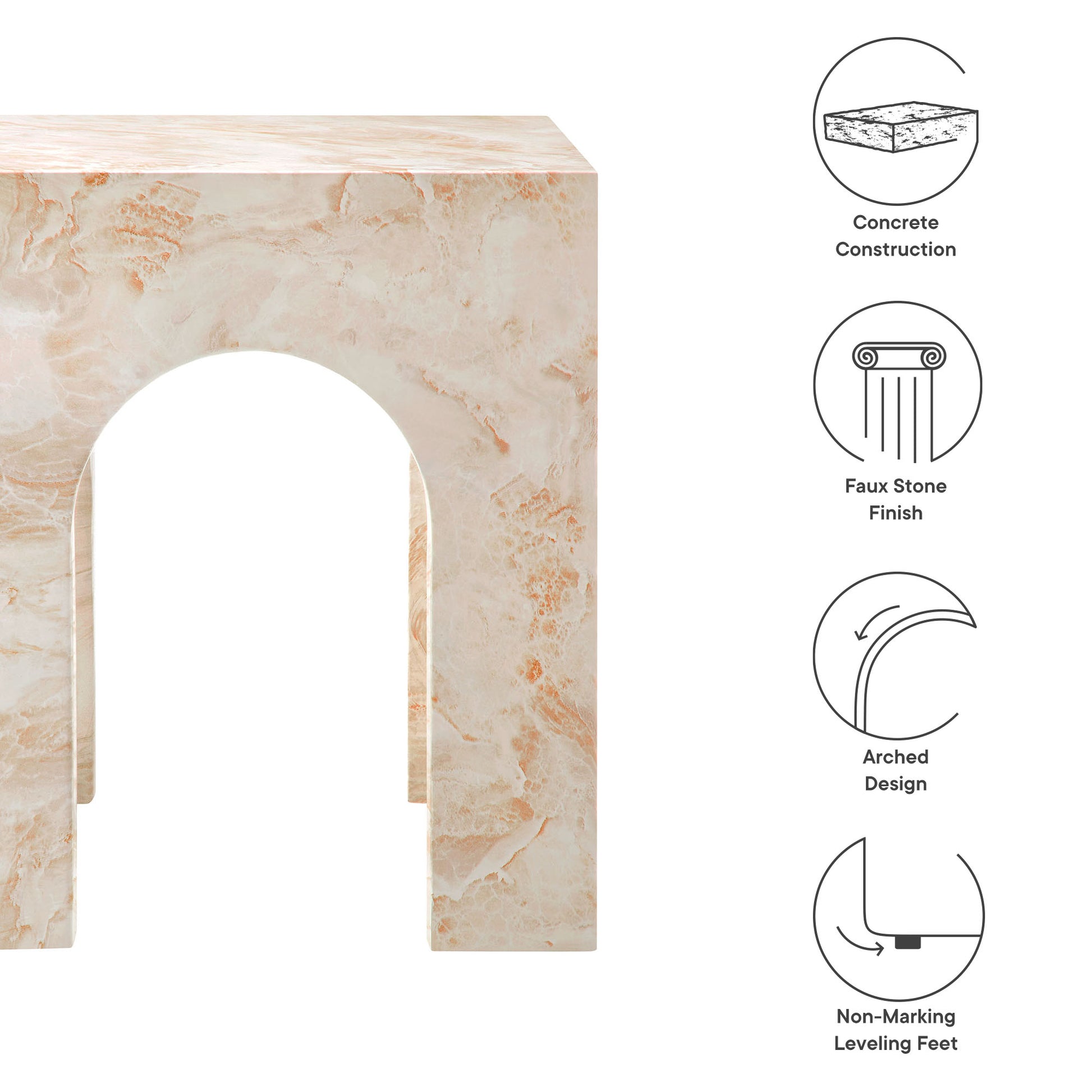 Valen Square Indoor - Outdoor Patio Arched Concrete Side Table by Modway | Side Tables | Modishstore - 10