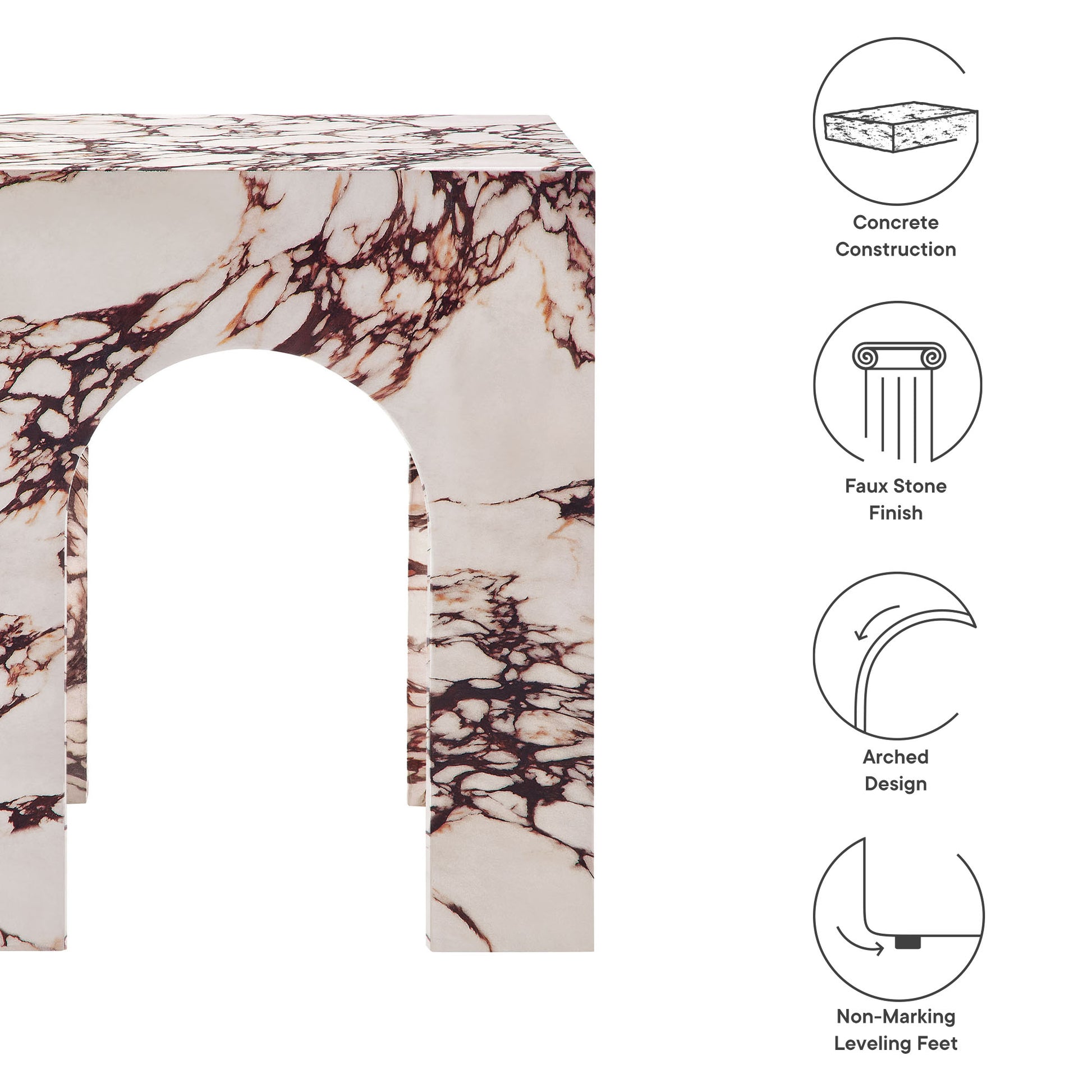 Valen Square Indoor - Outdoor Patio Arched Concrete Side Table by Modway | Side Tables | Modishstore - 22