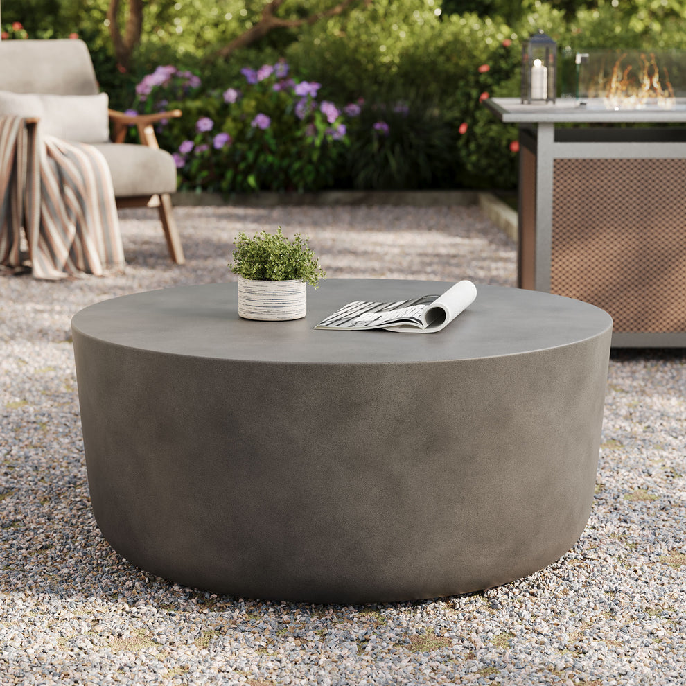 Brion Round Indoor - Outdoor Patio Concrete Coffee Table by Modway | Coffee Tables | Modishstore - 6