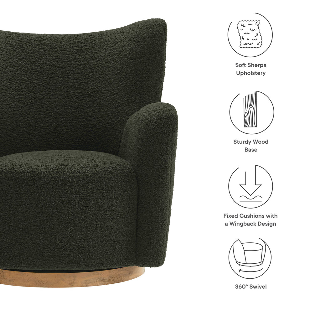 Montrose Wingback Sherpa Swivel Accent Chair by Modway | Accent Chairs | Modishstore - 19