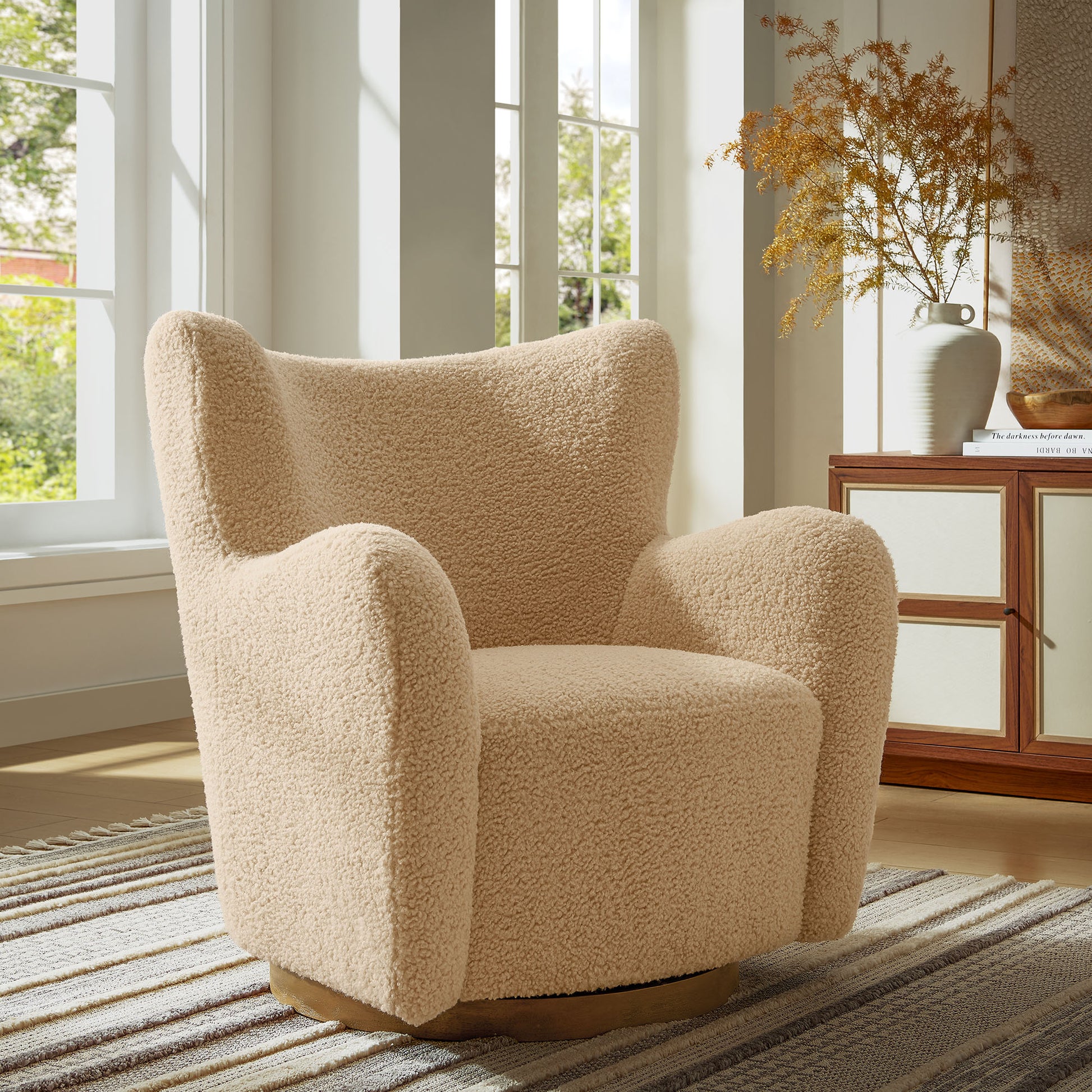 Montrose Wingback Sherpa Swivel Accent Chair by Modway | Accent Chairs | Modishstore - 27