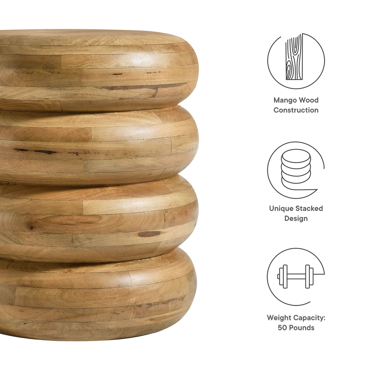 Ellery Round Stacked Wood Side Table by Modway | Side Tables | Modishstore - 15