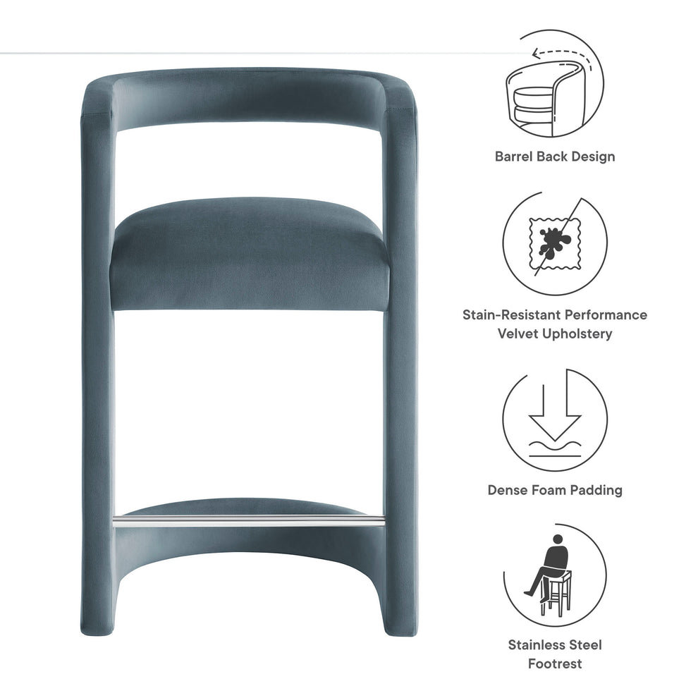 Winslow Performance Velvet Counter Stool by Modway | Counter Stools | Modishstore - 17