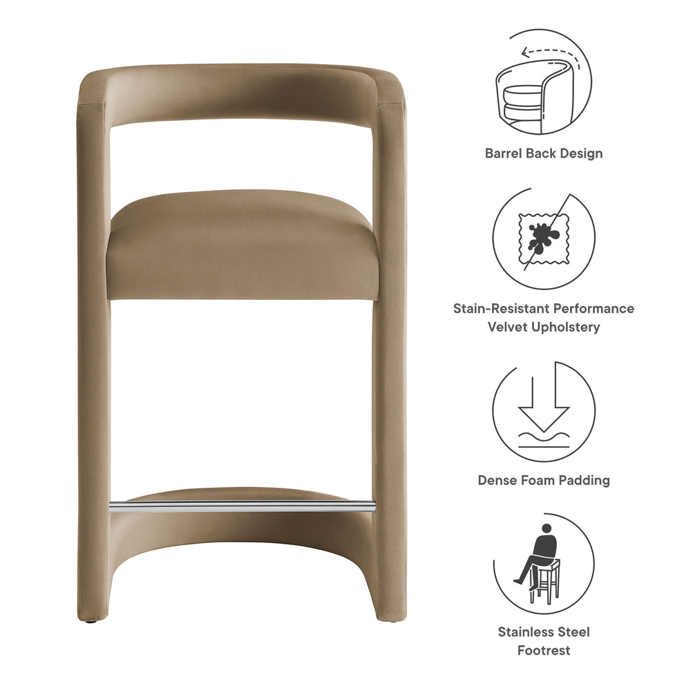 Winslow Performance Velvet Counter Stool by Modway | Counter Stools | Modishstore - 53