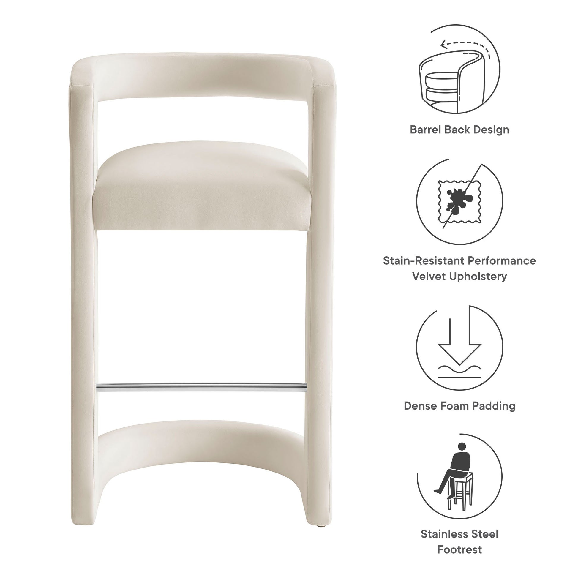 Winslow Performance Velvet Bar Stool by Modway | Bar Stools | Modishstore - 8