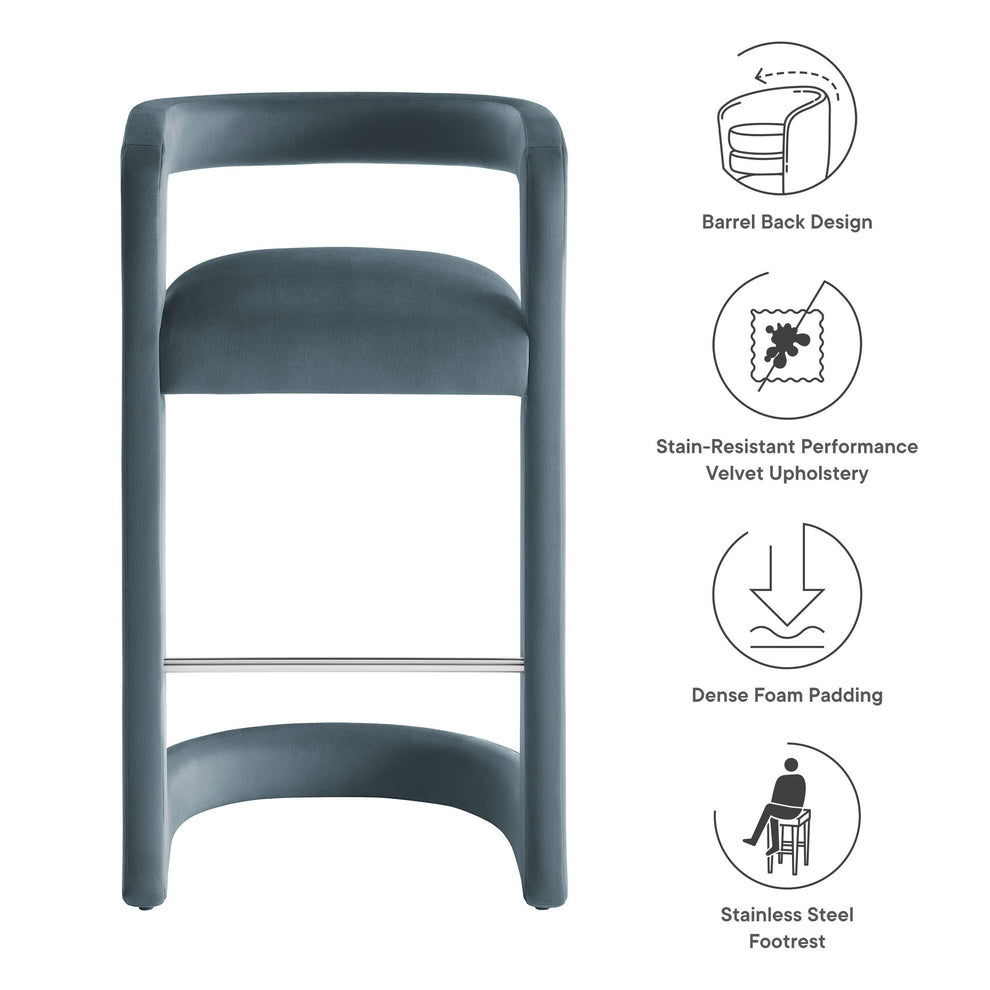 Winslow Performance Velvet Bar Stool by Modway | Bar Stools | Modishstore - 17