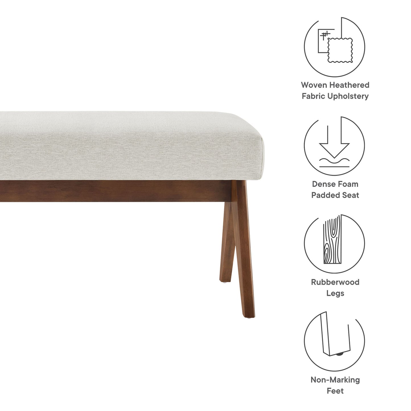Lyra 47" Fabric Upholstered Bench by Modway | Benches | Modishstore - 26