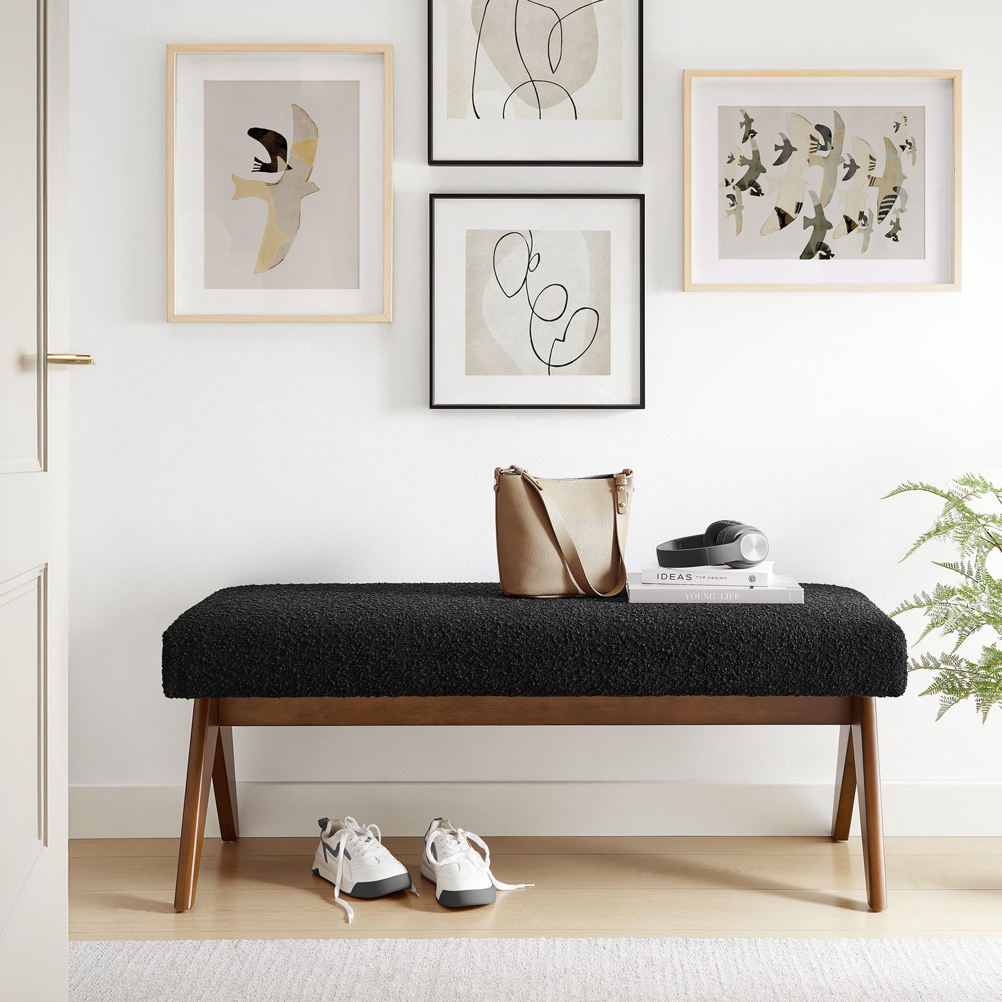 Lyra 47" Boucle Upholstered Bench by Modway | Benches | Modishstore - 1