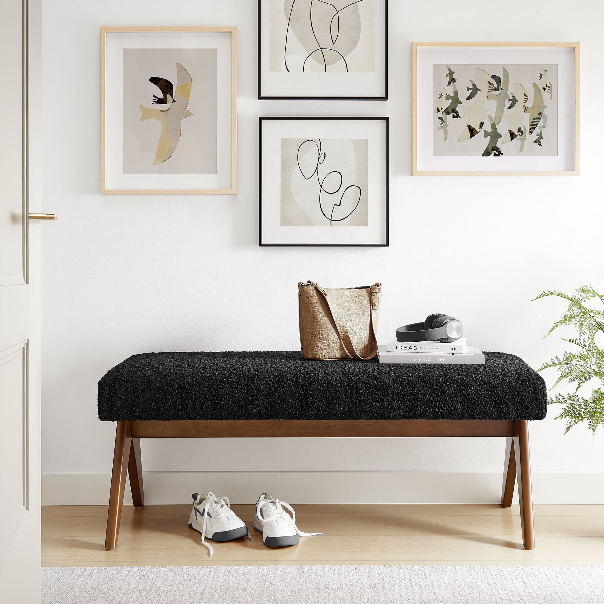 Lyra 47" Boucle Upholstered Bench by Modway | Benches | Modishstore - 1