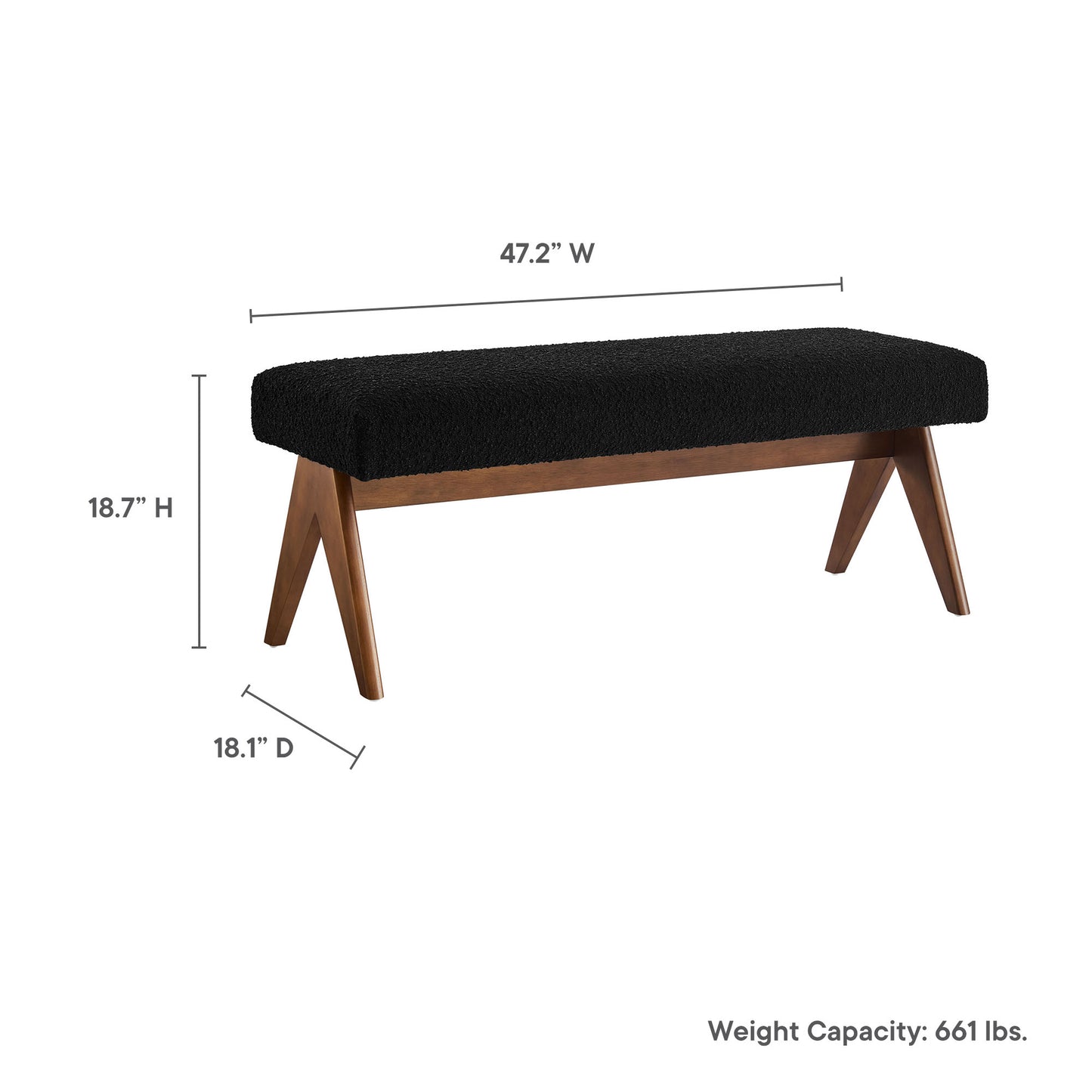 Lyra 47" Boucle Upholstered Bench by Modway | Benches | Modishstore - 9