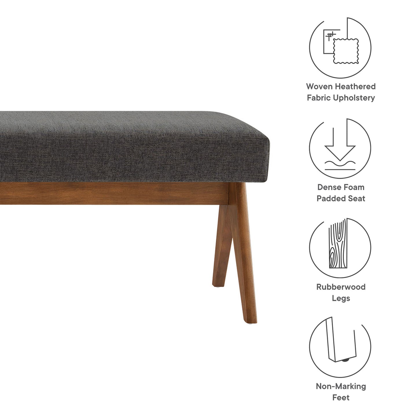 Lyra 63" Fabric Upholstered Bench by Modway | Benches | Modishstore - 8