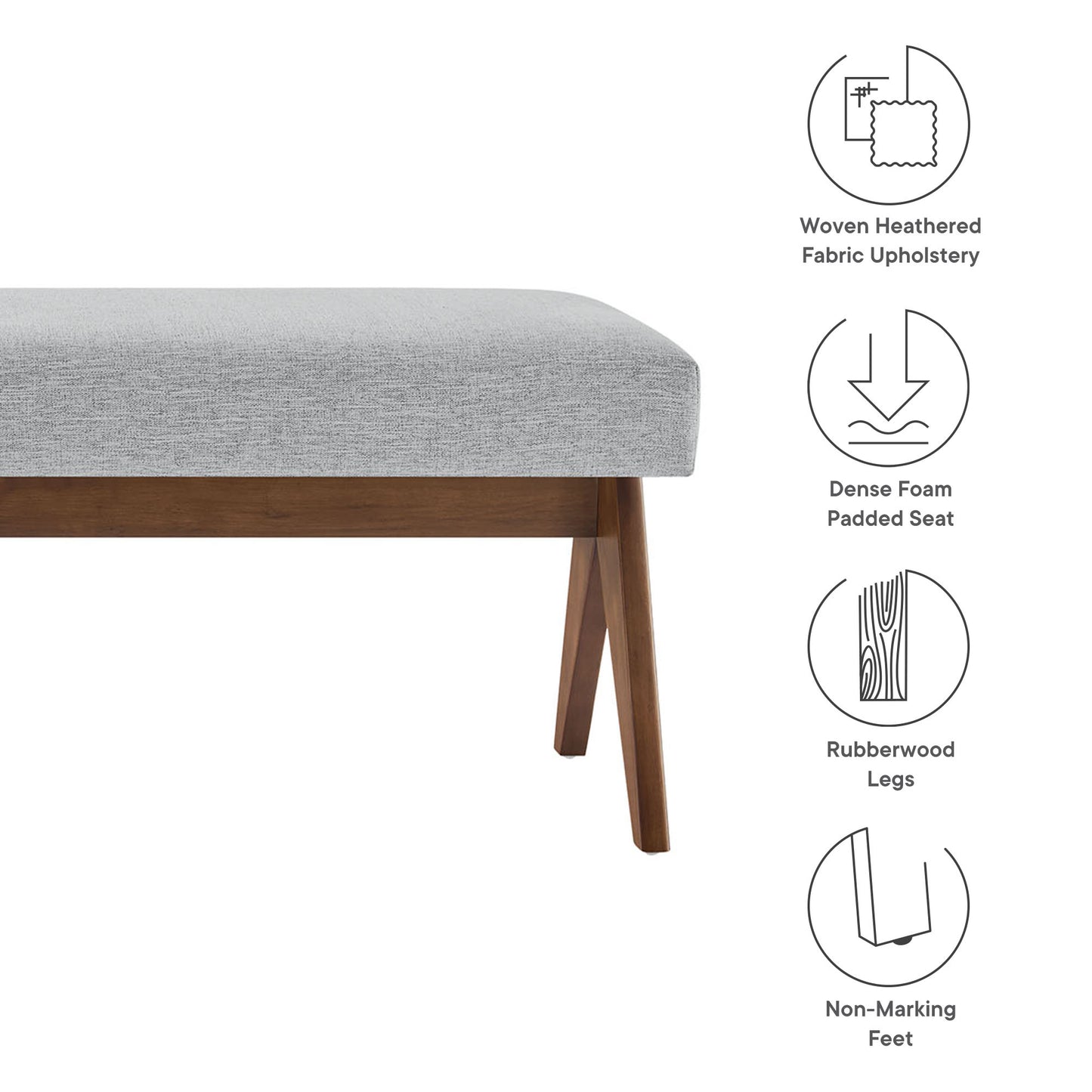 Lyra 63" Fabric Upholstered Bench by Modway | Benches | Modishstore - 35