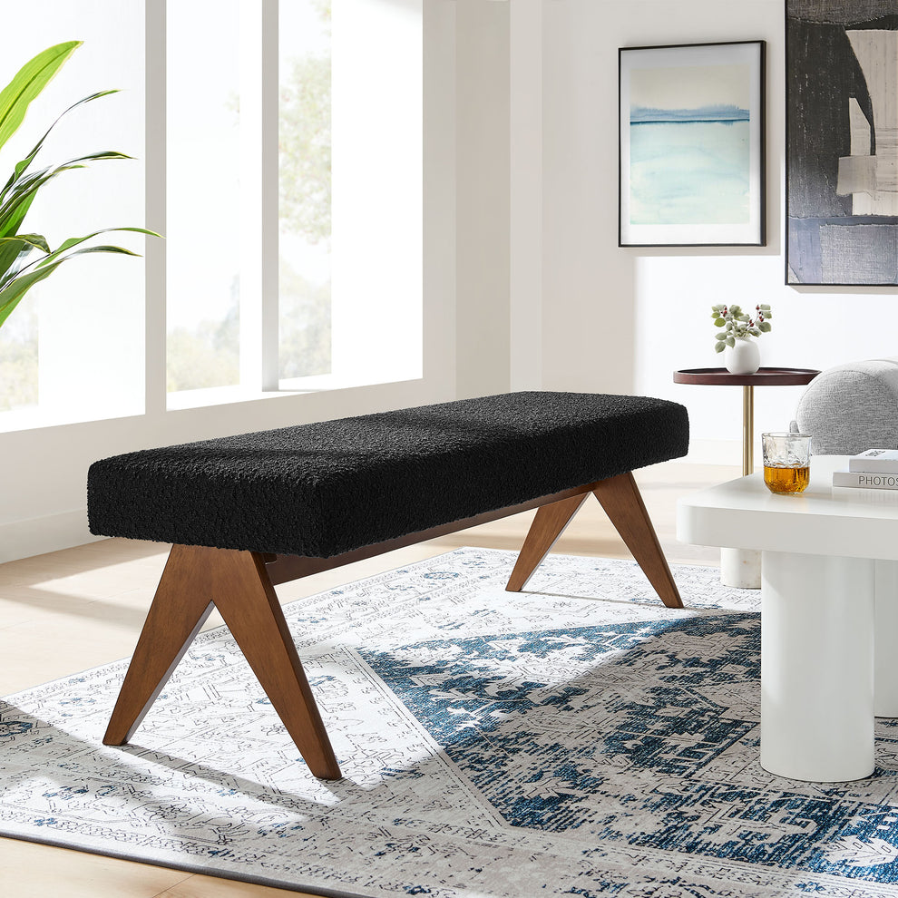 Lyra 63" Boucle Upholstered Bench by Modway | Benches | Modishstore - 1