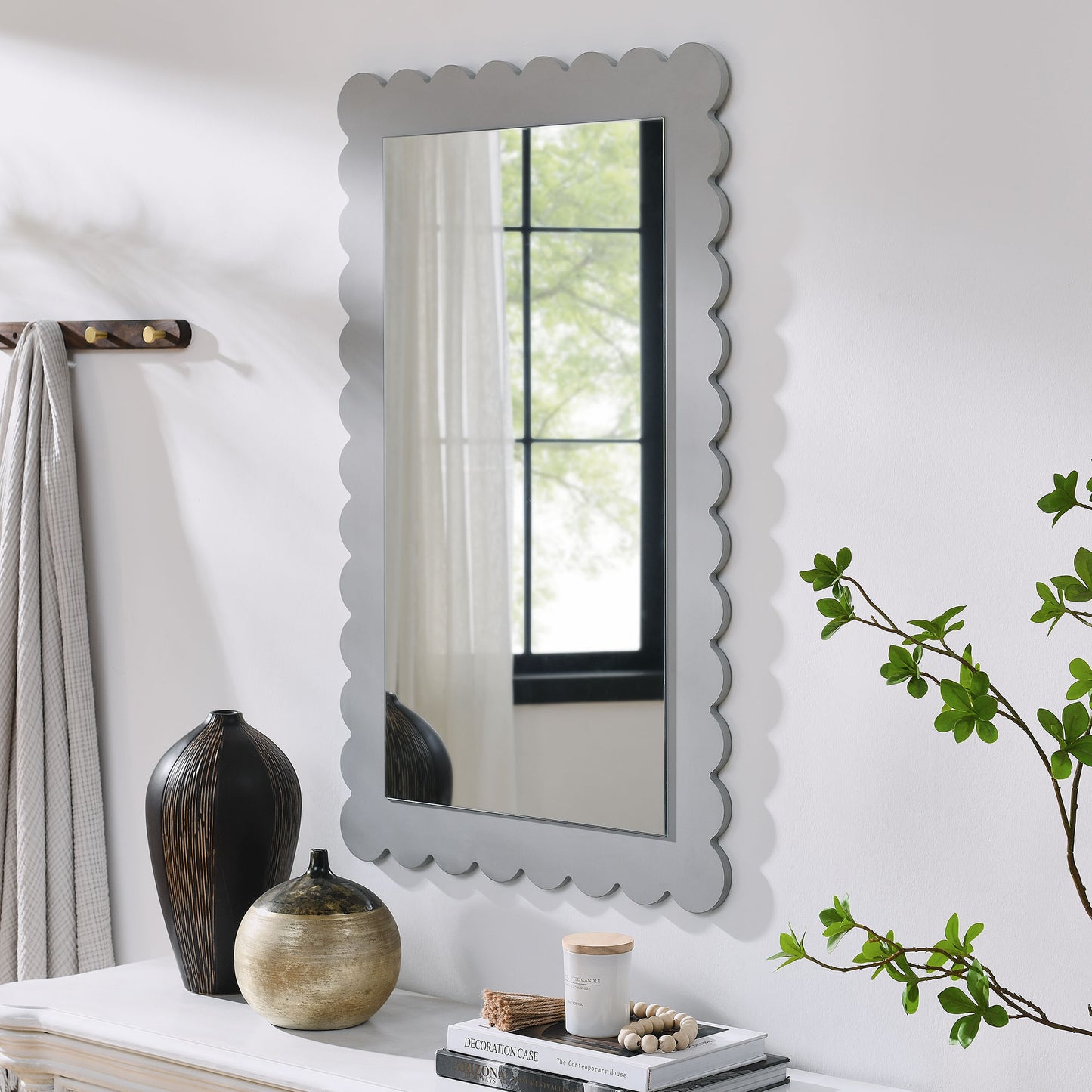 Emmeline Scalloped Rectangle Wall Mirror by Modway | Mirrors | Modishstore - 1