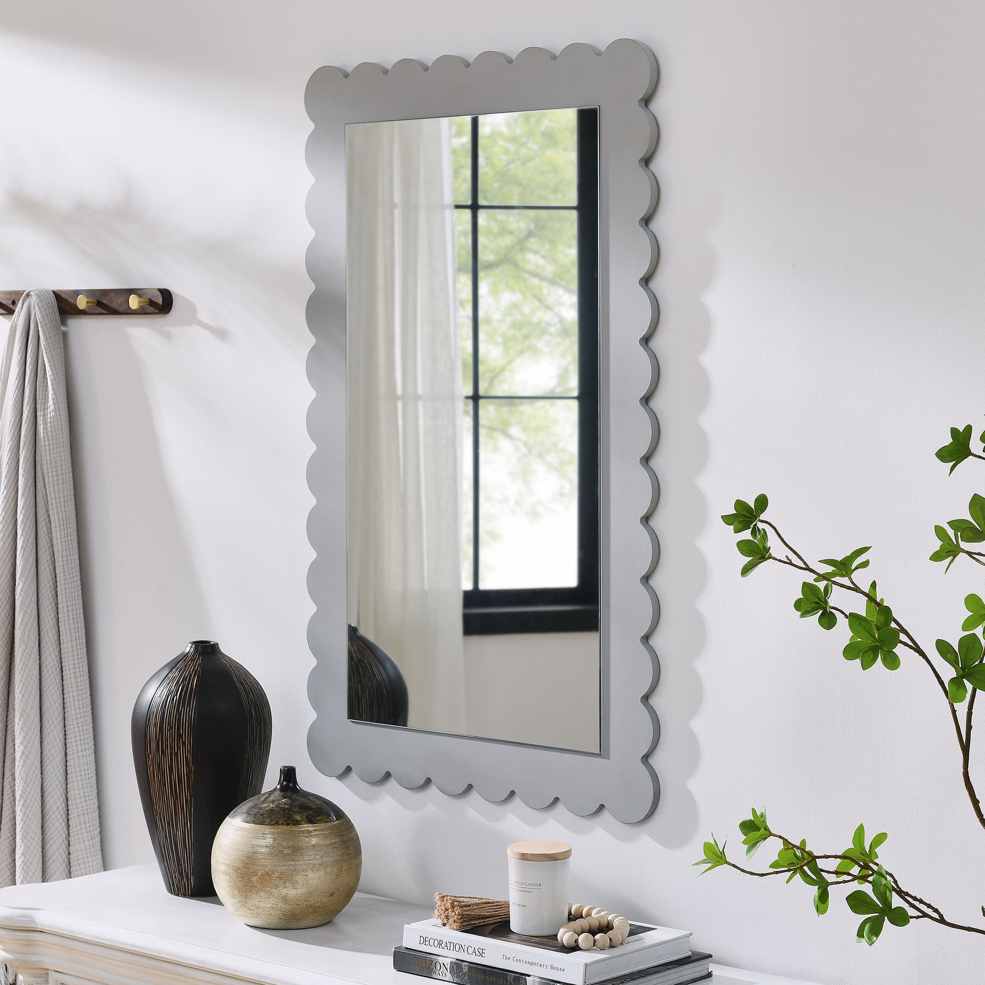 Emmeline Scalloped Rectangle Wall Mirror by Modway | Mirrors | Modishstore - 1