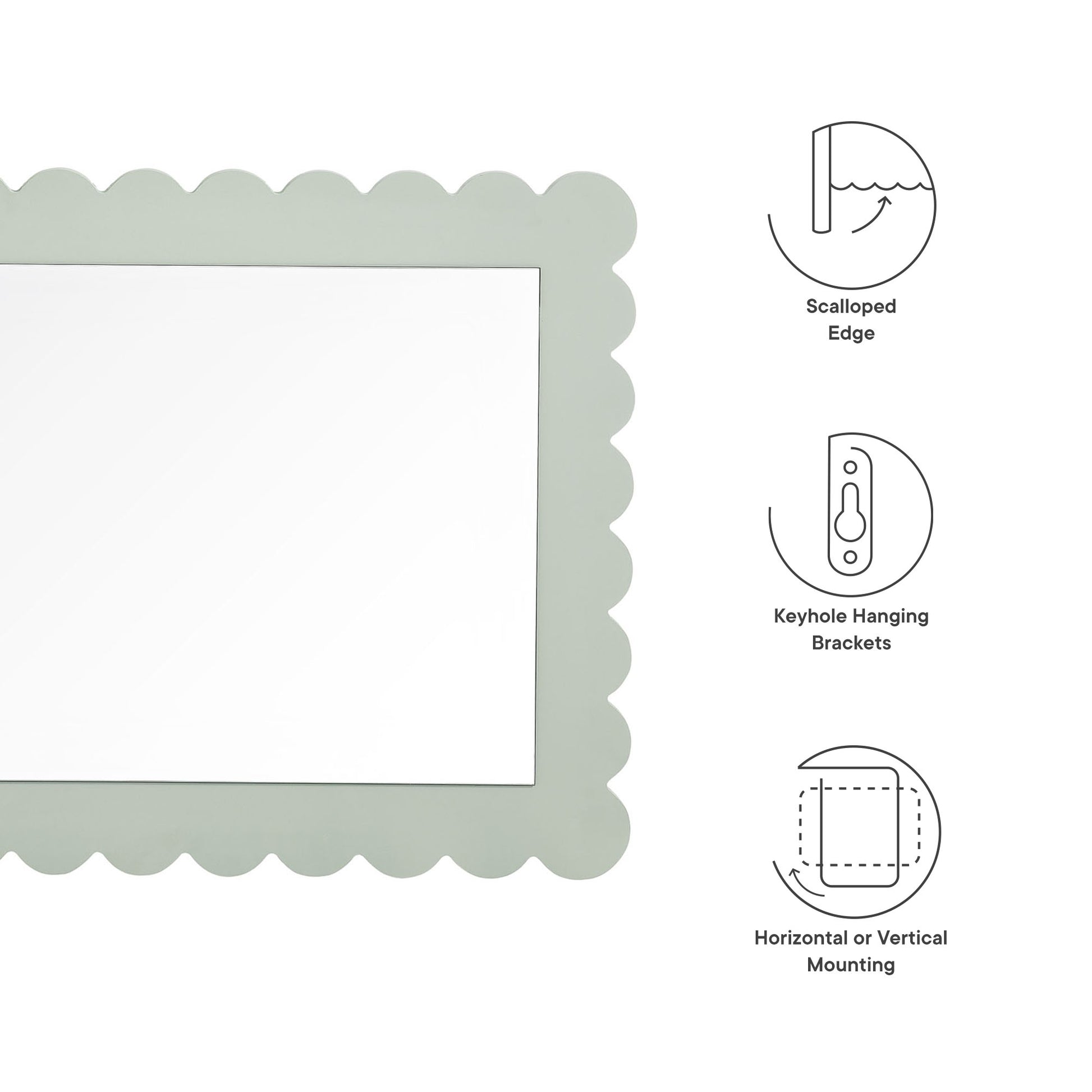 Emmeline Scalloped Rectangle Wall Mirror by Modway | Mirrors | Modishstore - 17