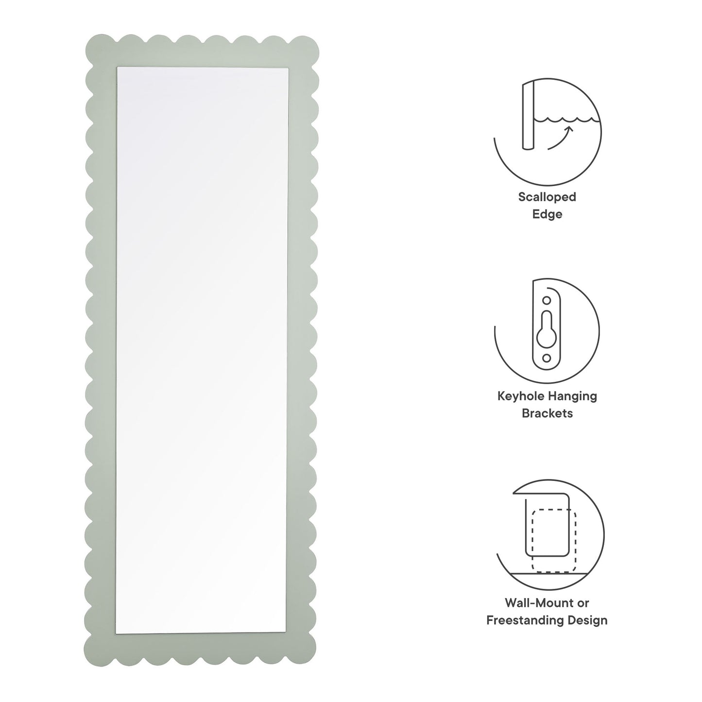 Emmeline Scalloped Rectangle Floor Mirror by Modway | Mirrors | Modishstore - 15