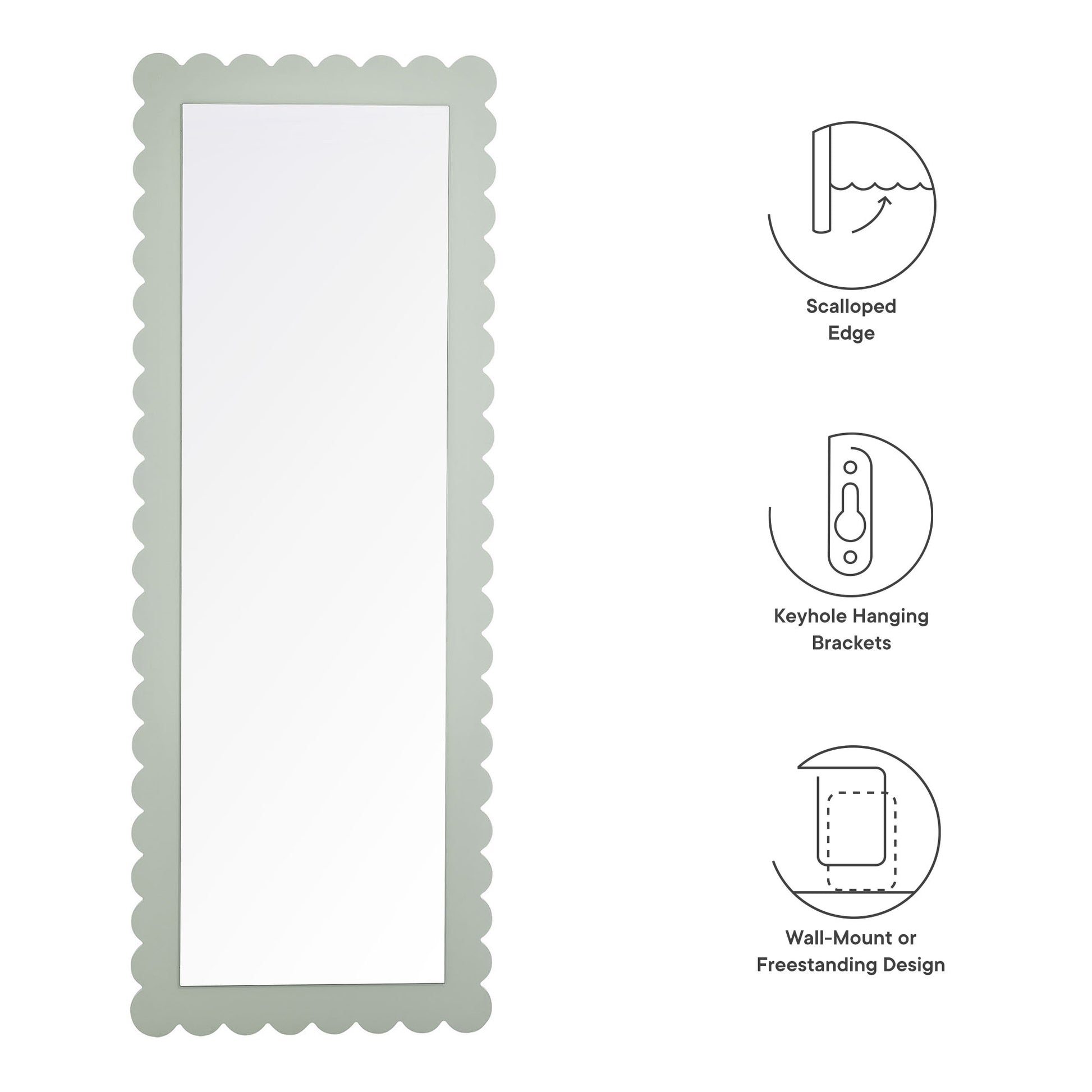 Emmeline Scalloped Rectangle Floor Mirror by Modway | Mirrors | Modishstore - 15