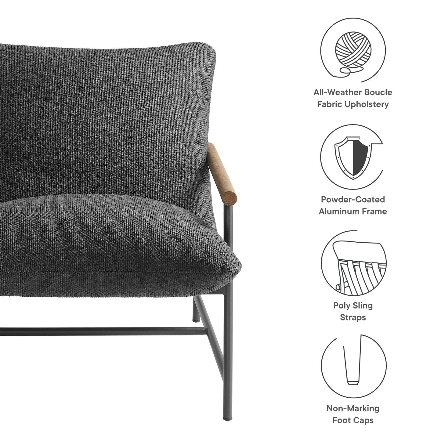 Raya Outdoor Patio Boucle Sling Lounge Chair by Modway | Lounge Chairs | Modishstore - 8