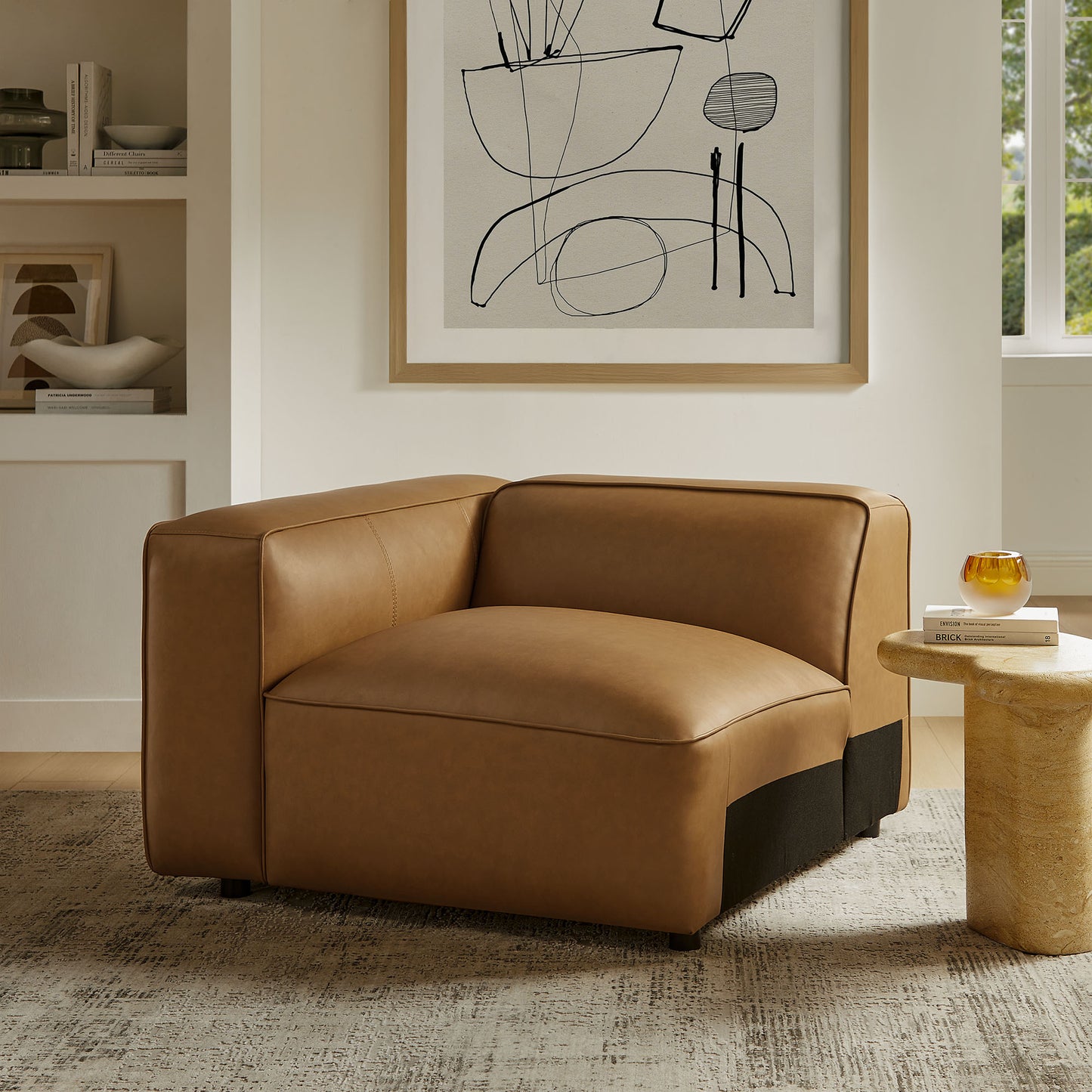 Auren Upholstered Vegan Leather Modular Left Armchair by Modway | Armchairs | Modishstore - 1