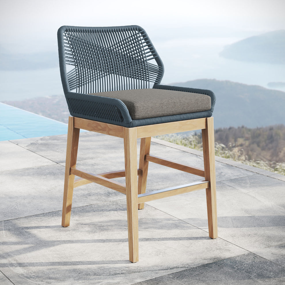 Wellspring Outdoor Patio Teak and Rope Counter Stool by Modway | Counter Stools | Modishstore - 1