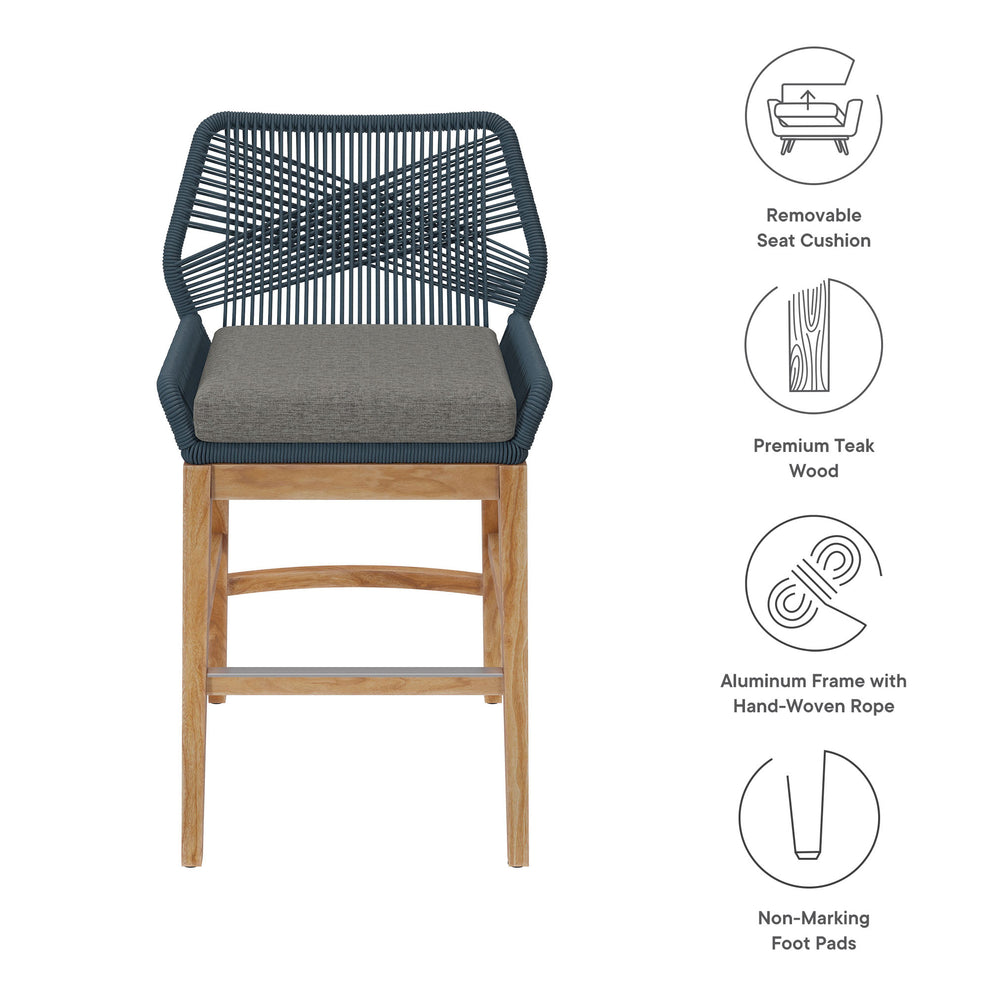 Wellspring Outdoor Patio Teak and Rope Counter Stool by Modway | Counter Stools | Modishstore - 8