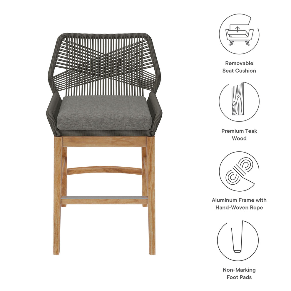 Wellspring Outdoor Patio Teak and Rope Counter Stool by Modway | Counter Stools | Modishstore - 17