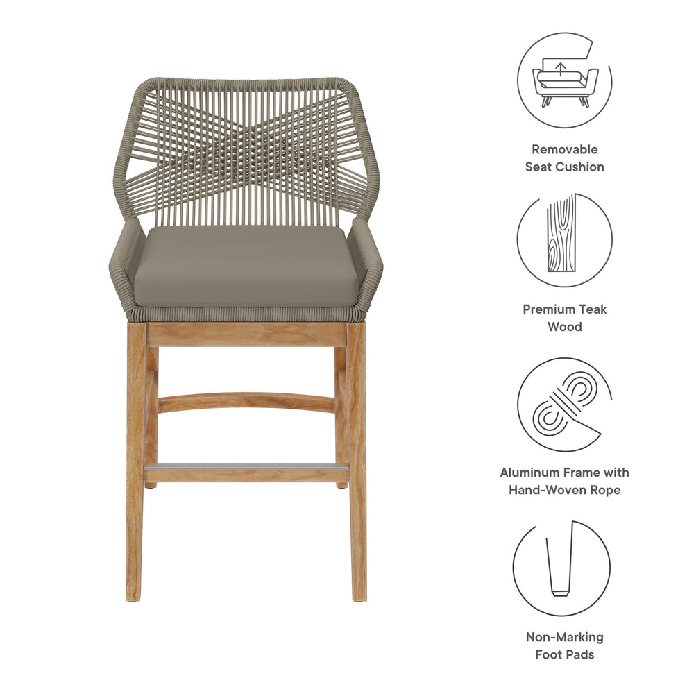 Wellspring Outdoor Patio Teak and Rope Counter Stool by Modway | Counter Stools | Modishstore - 26