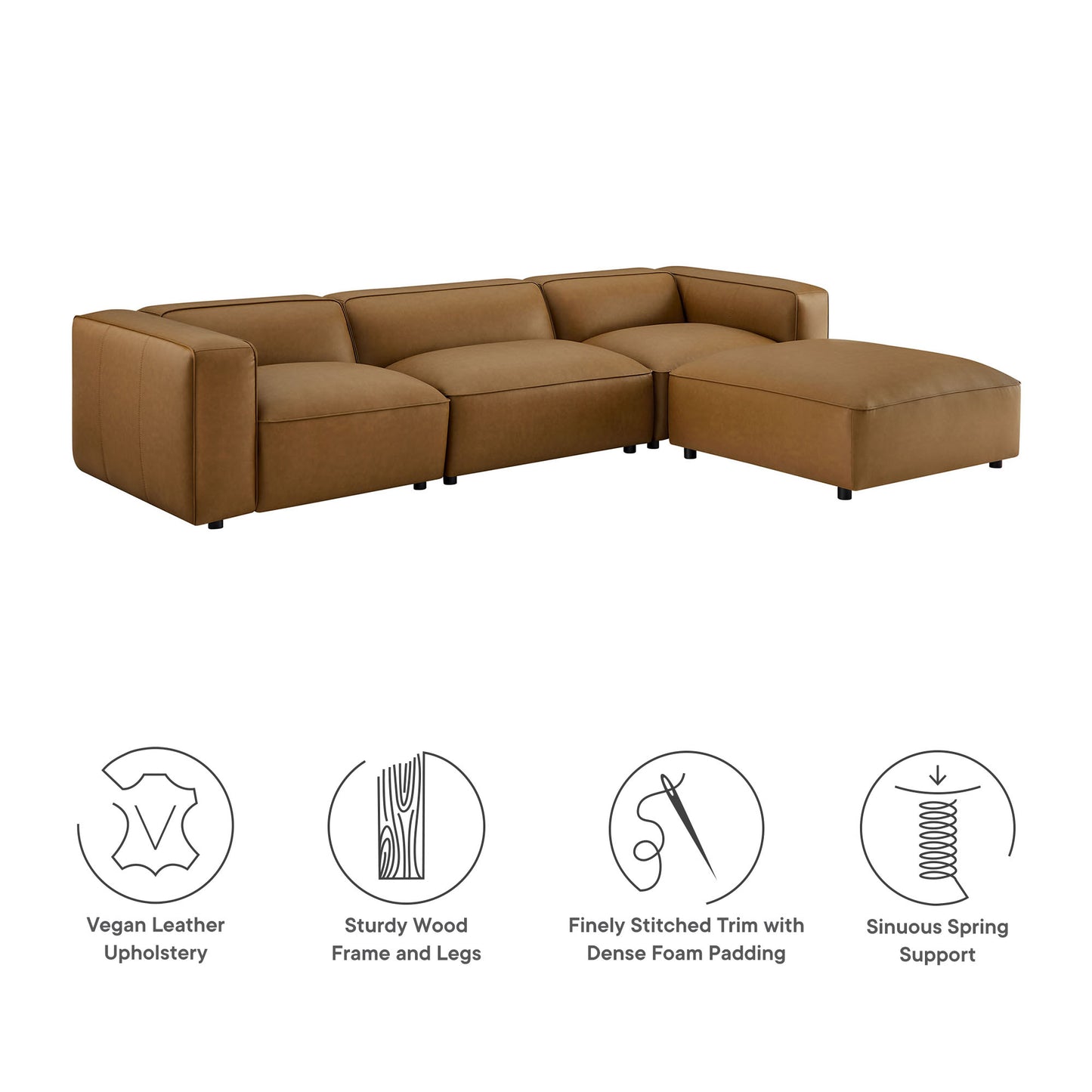 Auren 4-Piece Vegan Leather Modular Sofa Set by Modway | Sofa Set | Modishstore - 5